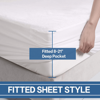 100% Waterproof Mattress Protector with Cotton Terry Top and Deep Pocket Fit up to 18 Price in Pakistan | LAPTAB