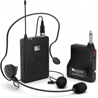 FIFINE USB Wireless Microphone System with Headset and Lavalier, UHF Band