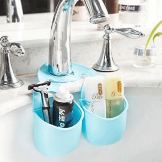Stylish Silicone Sink Organizer Double Cup Toothbrush Holder Wall Mounted