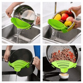 Kitchen Gizmo Snap Strain Silicone Strainer Clip for All Sized Pans, Heat Resistant, Dishwasher Safe Price in Pakistan | LAPTAB
