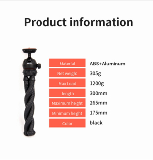 Jmary MT-25 Gorilla Pod Flexible Tripod with 360? Ball Head, Adjustable Height, and Mobile Holder Price in Pakistan | LAPTAB