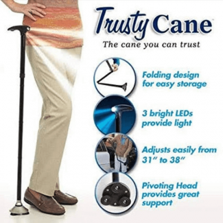 Trusty Cane - Sturdy Folding Walking Triple Head