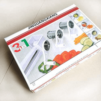 Three-in-One Hand-Rolled Vegetable Cutter with 3 Stainless Steel Blades and Easy Clean Design Price in Pakistan | LAPTAB