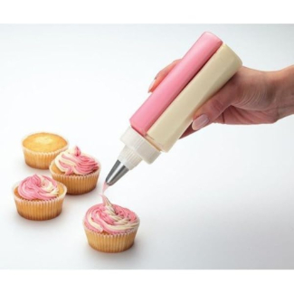 2in1 Twin Double Cake Decorating Icing Bottle for Cookies, Cupcakes, and Cakes