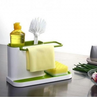 3 in 1 Kitchen Sink Organizer Stand with Strainer Bottom for Easy Cleaning and Storage