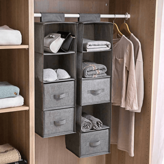 Washable Wardrobe Hanging Rack with Foldable Design and Durable Linen Fabric Organizer