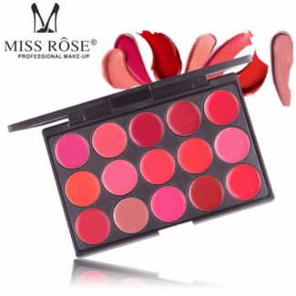Miss Rose Matte 15 Color Lip Cream Palette - Long-Lasting, Moisturizing, Waterproof Lip Colors Price in Pakistan | LAPTAB