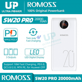 ROMOSS SW20 PRO 20000mAh Power Bank with 3 USB Fast Charging Outputs and LED Display Price in Pakistan | LAPTAB