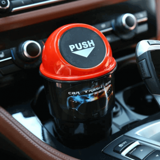 Car Dustbin Trash Can with Auto-Close Lid, Fits Most Car Holders, Durable