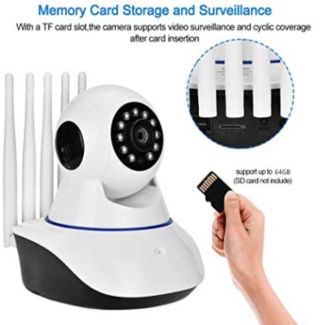 1080p HD Wireless Smart CCTV Camera with Night Vision, 360? Rotation, 5 Antennas, 2MP Price in Pakistan | LAPTAB