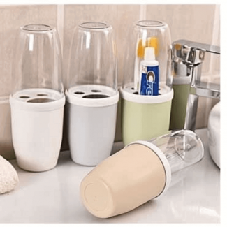 Family Toothpaste and Toothbrush Kit Holder with Individual Compartments and Protective Lid Price in Pakistan | LAPTAB