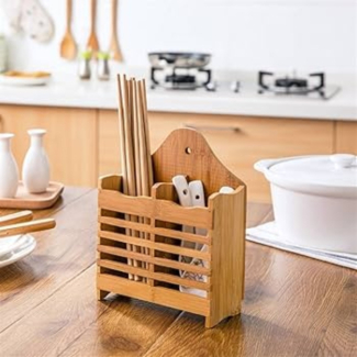 Wooden Bamboo Chopsticks Storage Holder Cage Wall-Mounted Cutlery Organizer Price in Pakistan | LAPTAB
