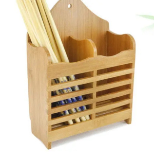 3-Section Bamboo Wooden Chopsticks Holder Wall-Mounted Cutlery Organizer Price in Pakistan | LAPTAB