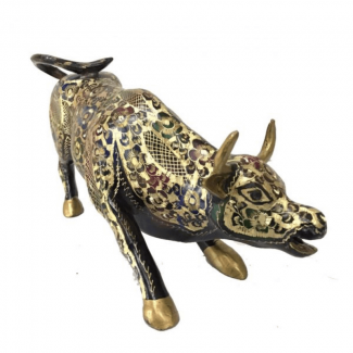 Miniature Bull Statue, Realistic Metal Figurine, Eco-Friendly Gift, 6x12 Inches Price in Pakistan | LAPTAB