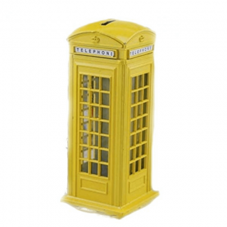 Phone Booth Money Box - Eco-Friendly Metal Coin Bank, 7.8