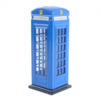 Phone Booth Money Box - Eco-Friendly Metal Coin Bank, 7.8