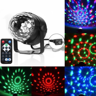 Magnetic USB Voice Control Mini Wireless LED Disco Ball Party Light for Car