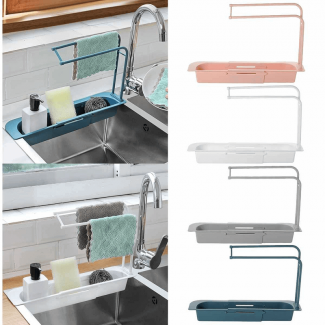 Sink Holder Expandable Storage Drain Basket with Ventilated Drain and Towel Bar for Kitchen Sink Organization Price in Pakistan | LAPTAB
