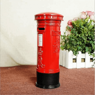 Retro London Post Box Piggy Bank Metal Sculpture Coin Saving Box, 6 Inch Tall Price in Pakistan | LAPTAB