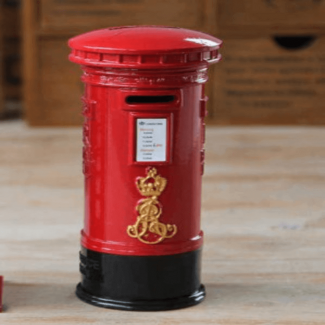 Retro London Post Box Piggy Bank Metal Sculpture Coin Saving Box, 6 Inch Tall Price in Pakistan | LAPTAB