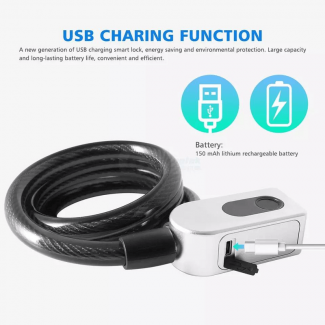 Smart Bike USB Fingerprint Lock Cable with Stainless Steel, Waterproof, Rechargeable Price in Pakistan | LAPTAB
