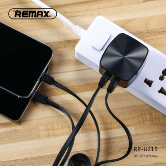 Remax RP-U215 Dual USB Port Charger with 2.4A Lightning Data Cable Price in Pakistan | LAPTAB