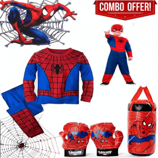 Spiderman Costume Gloves and Sandbag for Kids