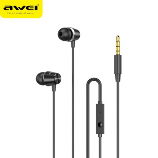 Awei PC2 Wired Earphones with Built-In Microphone, Lightweight In-Ear Stereo, Black Price in Pakistan | LAPTAB