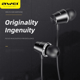Awei PC2 Wired Earphones with Built-In Microphone, Lightweight In-Ear Stereo, Black Price in Pakistan | LAPTAB