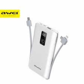 Awei P8K 10000mAh Power Bank with Fast Charging, Built-in Cables, LED Display Price in Pakistan | LAPTAB