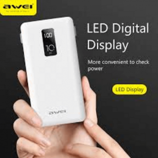 Awei P8K 10000mAh Power Bank with Fast Charging, Built-in Cables, LED Display Price in Pakistan | LAPTAB