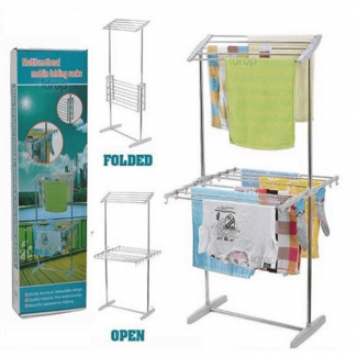 Multifunctional Mobile Folding Cloth Dryer Rack Stand with 2 Layers Stainless Steel Price in Pakistan | LAPTAB