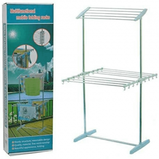 Multifunctional Mobile Folding Cloth Dryer Rack Stand with 2 Layers Stainless Steel Price in Pakistan | LAPTAB