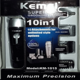 Kemei KM-1015 Professional 10-in-1 Men's Grooming Kit with Ceramic Cutter Heads and Turbo Boost Price in Pakistan | LAPTAB