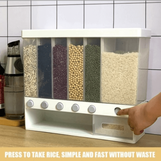 Wall Mounted Kitchen Rice and Cereal Dispenser with 6 Compartments, Food Grade PP Price in Pakistan | LAPTAB
