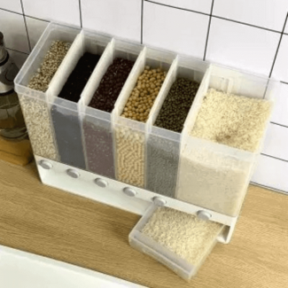 Wall Mounted Kitchen Rice and Cereal Dispenser with 6 Compartments, Food Grade PP Price in Pakistan | LAPTAB