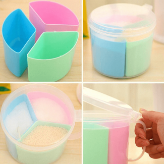 3in1 Transparent Spice Storage Box with 3 Compartments, Spoon, Food Grade Plastic Price in Pakistan | LAPTAB