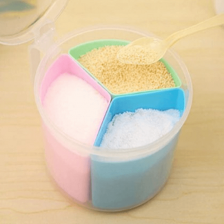3in1 Transparent Spice Storage Box with 3 Compartments, Spoon, Food Grade Plastic Price in Pakistan | LAPTAB