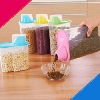 Large 1L Food Storage Container with Measuring Cup Lid and Pour Nozzle Price in Pakistan | LAPTAB