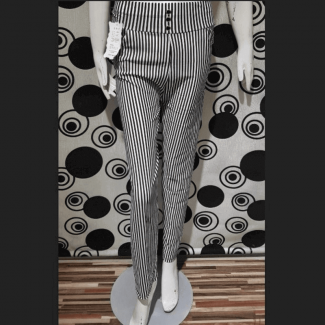 Women Leggings Black & White Striped Trousers
