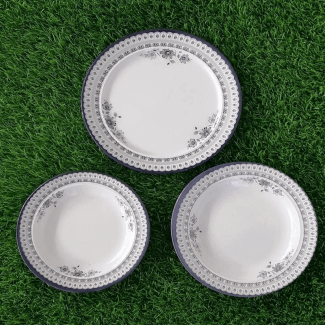 Set Of Three Printed Dinner Plates Small Medium Large Size