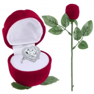 Red Rose Ring Display Box with Velvet Flower, Soft Lining, and Hard Sponge Holder Price in Pakistan | LAPTAB