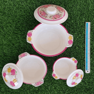 Set of 3 Floral Design Melamine Crockery Bowls, Food Grade, Durable and Easy to Clean Price in Pakistan | LAPTAB