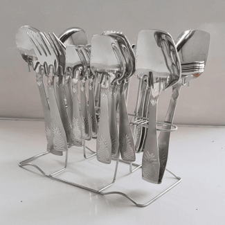 29 Pcs Stainless Steel Cutlery Set with Stand, Dishwasher Safe, Mirror Polish Price in Pakistan | LAPTAB