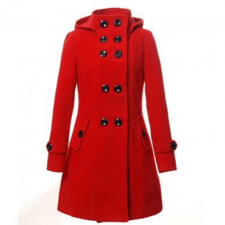 Women's Hooded Double Breasted Trench Wool Coat with Broadcloth, Long Standard Size Price in Pakistan | LAPTAB