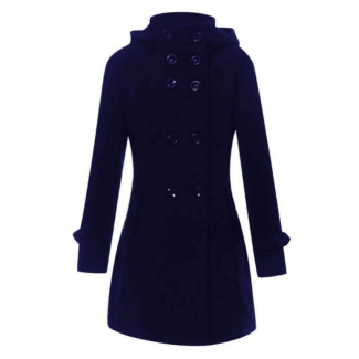 Women's Hooded Double Breasted Trench Wool Coat with Broadcloth, Long Standard Size Price in Pakistan | LAPTAB