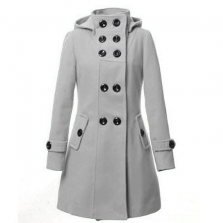 Women's Hooded Double Breasted Trench Wool Coat with Broadcloth, Long Standard Size Price in Pakistan | LAPTAB