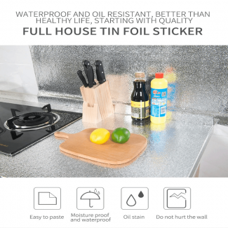 Kitchen Oil-Proof Waterproof Aluminum Foil Stickers for Shelves and Surfaces Protection Price in Pakistan | LAPTAB