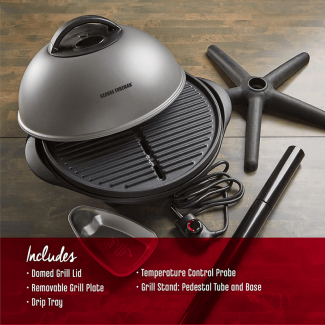 George Foreman Indoor/Outdoor Electric Metal Grill with Lid, Removable Plates, Adjustable Temperature Price in Pakistan | LAPTAB