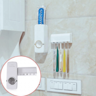 Automatic Toothpaste Dispenser with Toothbrush Holder for 5 Brushes, Hygienic One-Touch Use Price in Pakistan | LAPTAB